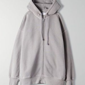 Aritzia TNA Cozy Fleece Boyfriend Zip Hoodie - GD Steel Grey